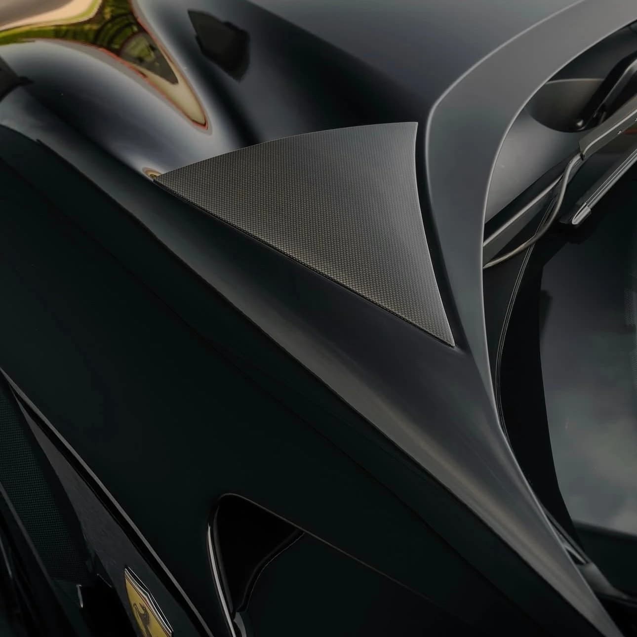 Carbon aerodynamic detailing on a supercar