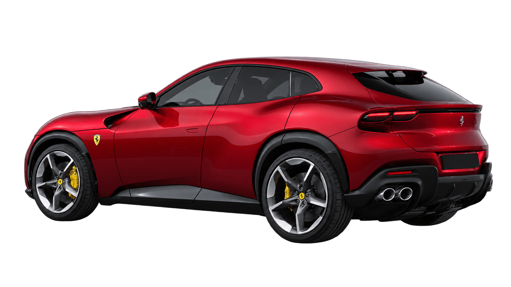 Original red Ferrari Purosangue, shown from the rear left