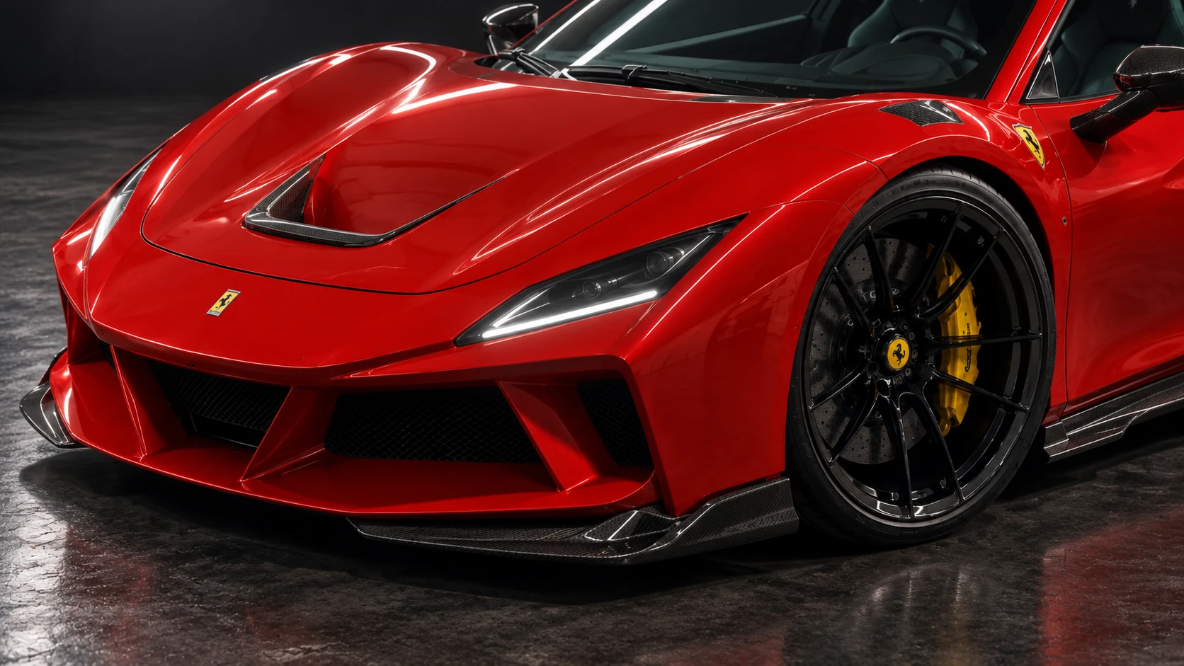 Red Ferrari F8 Tributo with NOVITEC N-LARGO bodywork: Front corner