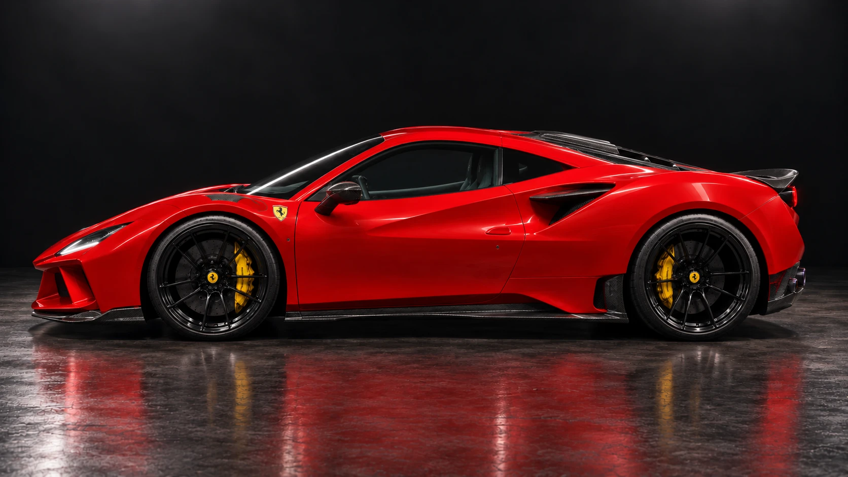 Red Ferrari F8 Tributo with NOVITEC N-LARGO bodywork: Side profile
