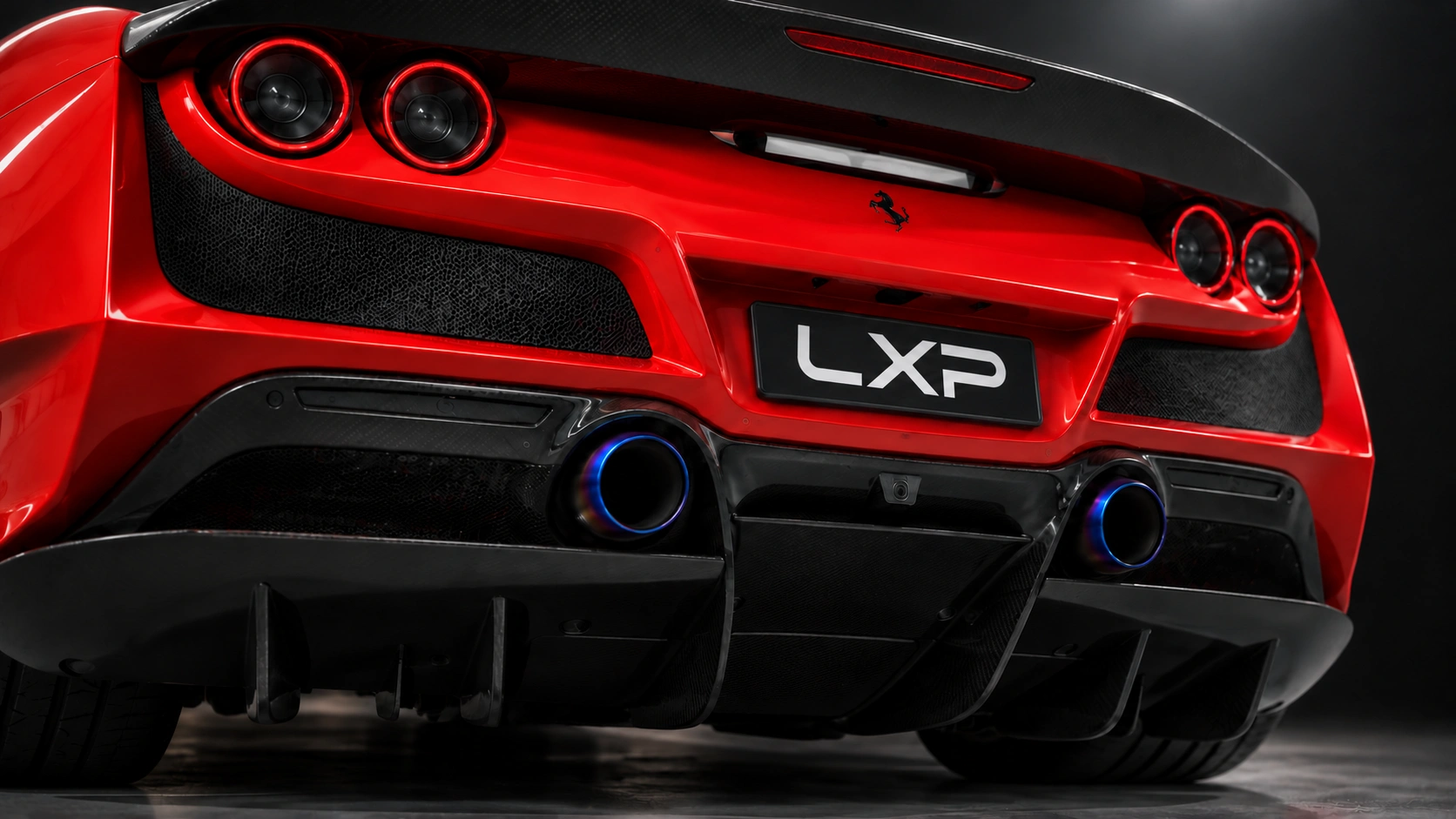 Red Ferrari F8 Tributo with NOVITEC N-LARGO bodywork: Exhaust & diffuser