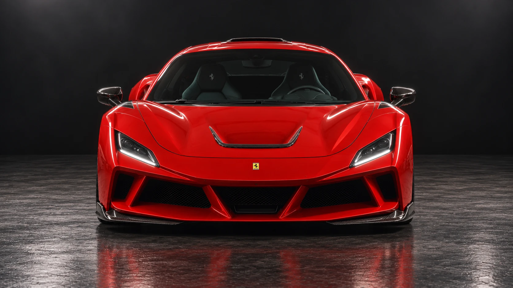 Red Ferrari F8 Tributo with NOVITEC N-LARGO bodywork: Straight front