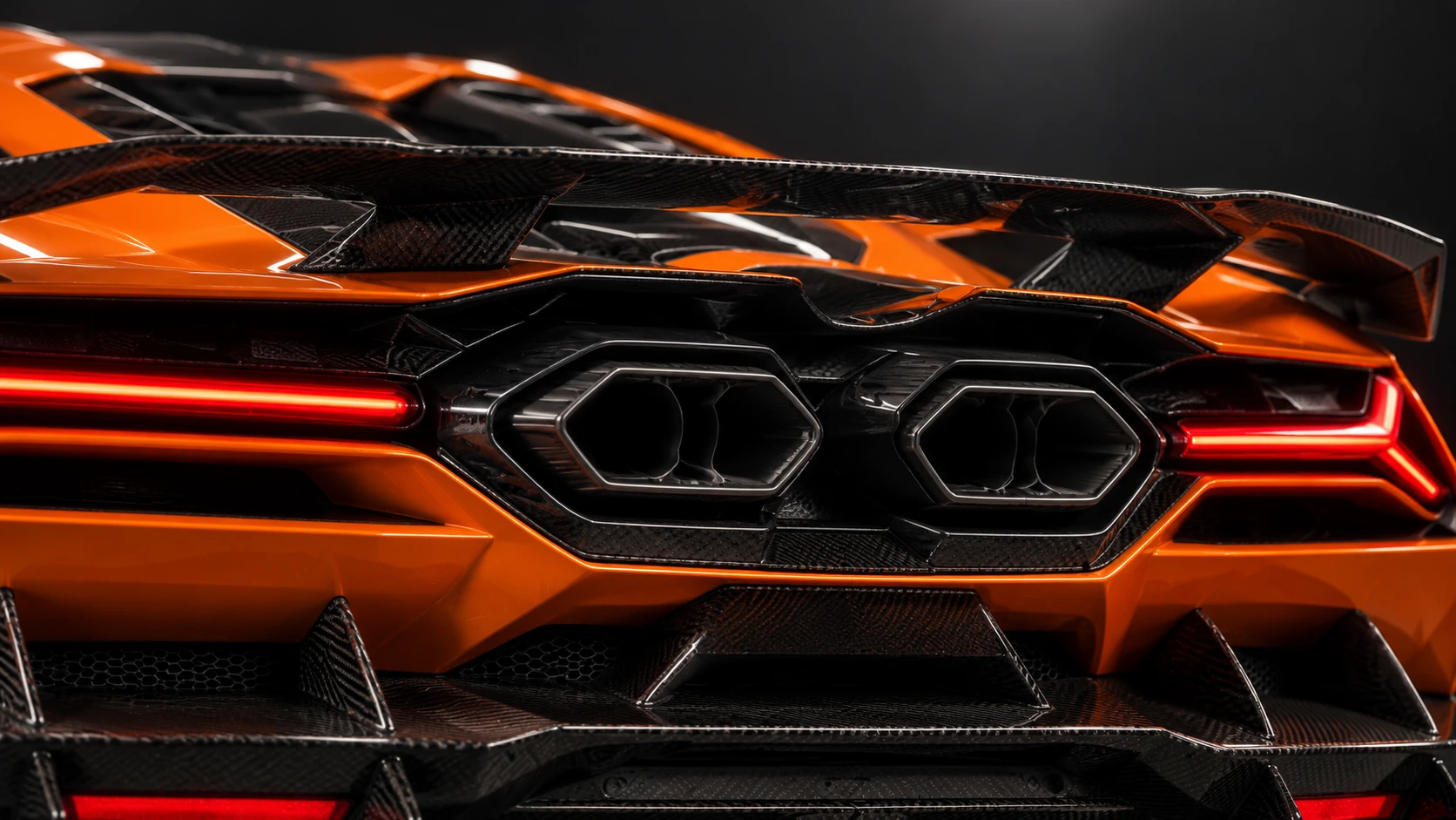 Orange Lamborghini Revuelto with NOVITEC carbon aero and Valvetronic exhaust: Exhaust & diffuser